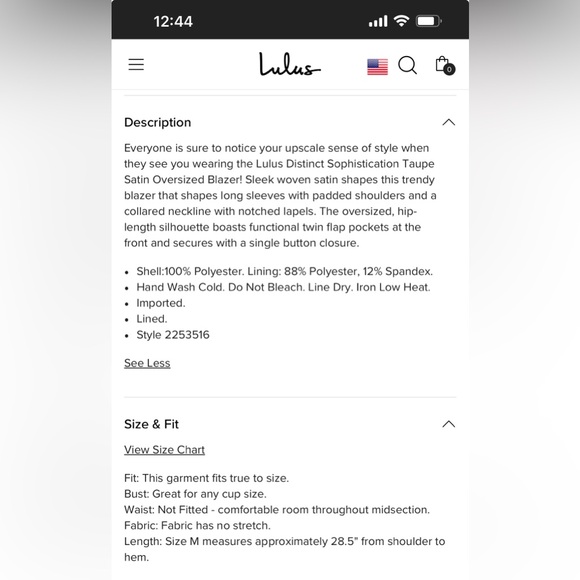 Lulu's Taupe Satin Oversized Blazer - NWT, very oversized - Picture 3 of 9